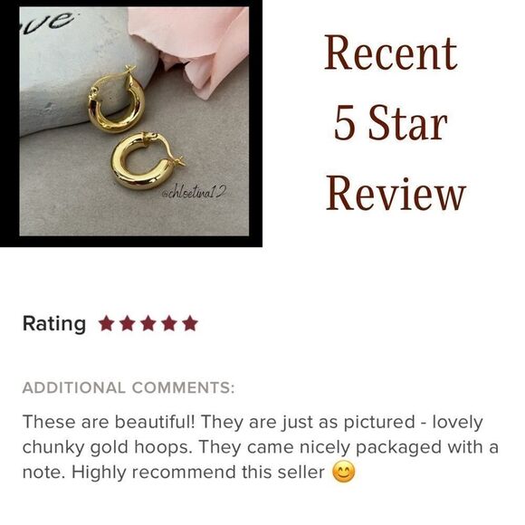 NEW 14k Gold Chunky Small Hoops - Picture 6 of 6